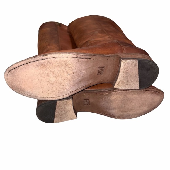 Frye Cognac Leather Melissa Button 2 Distressed Tall Riding Boots size 10 - Picture 10 of 10